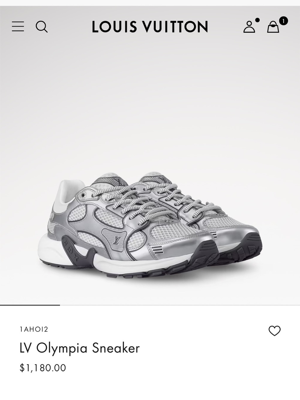 Louis Vuitton Silver and Gray LV Olympia Women's Sneakers